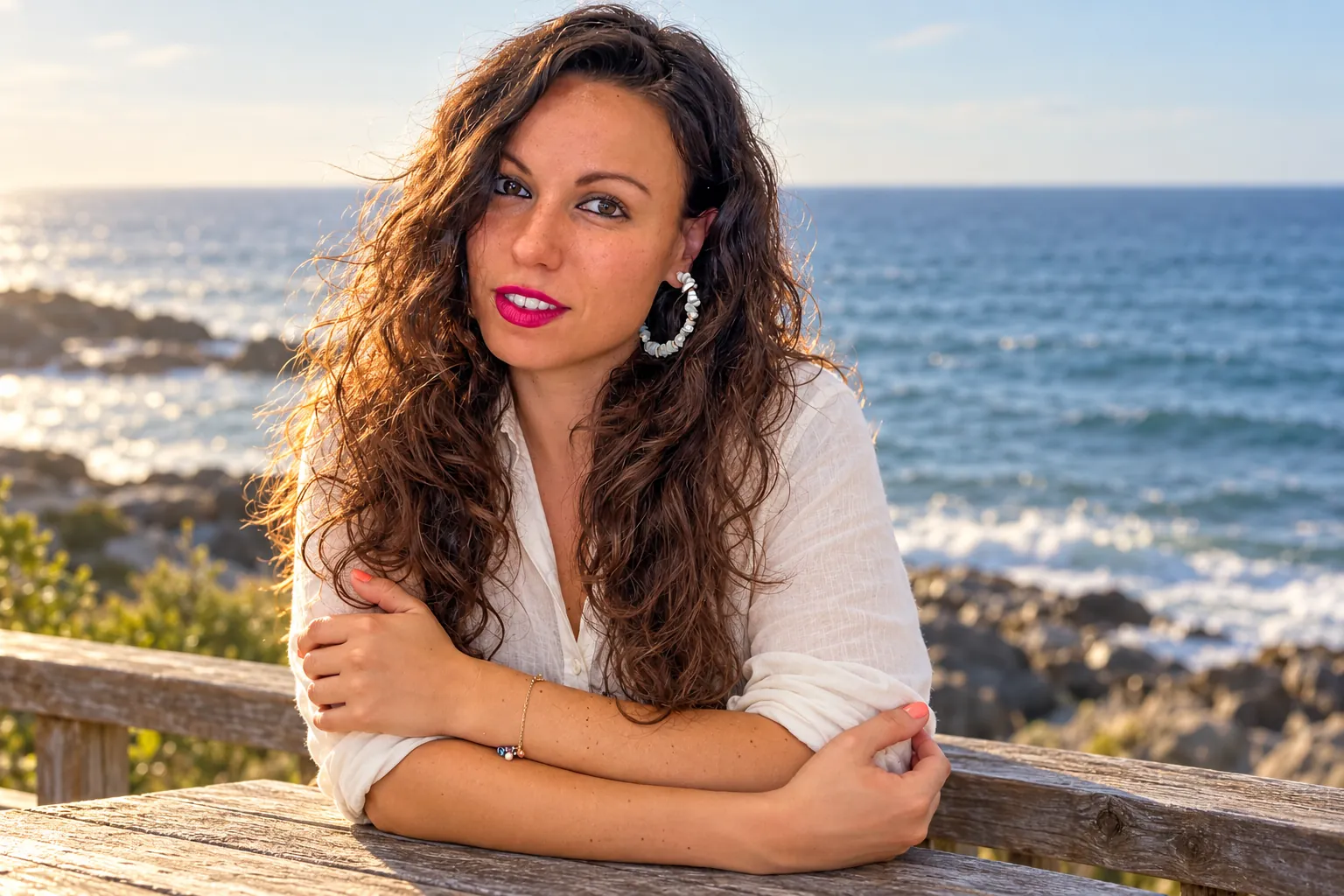 Ana Arriaza junto al mar