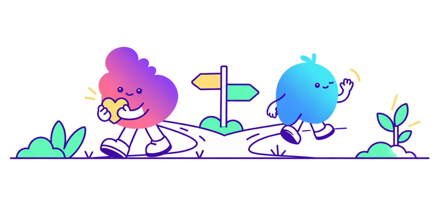 Dos personajes toman caminos separados con respeto.